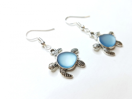 Schildkröten Ohrringe silberfarben blau